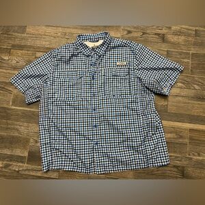 Habit Mens UVSolar Factor blue plaid button up - 2XL